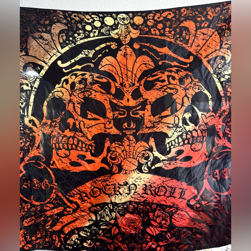 Amal Guessous A & G Silk Scarf Authentic Red Orange Gothic Punk Rock